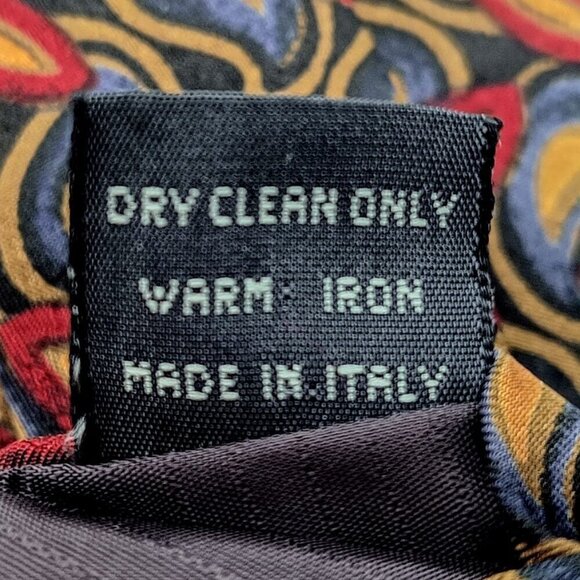 Ermenegildo Zegna Red Blue Gold Italian Silk Tie - Picture 5 of 6